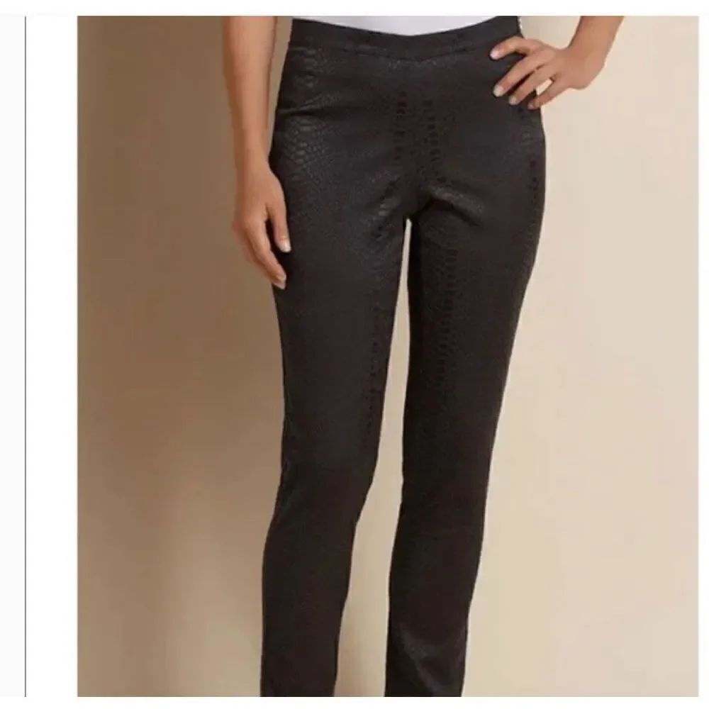 Soft Surroundings Julienne Jacquard Black Python Print Slim Pants